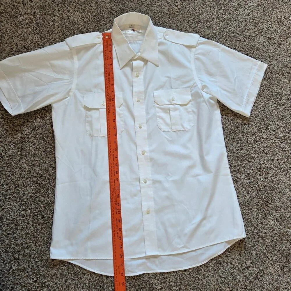 Murphy & Hartelius White Pilot Uniform Shirt Size 17  Cotton Blend Pockets